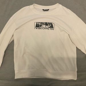 White and black crew neck anime long sleeve